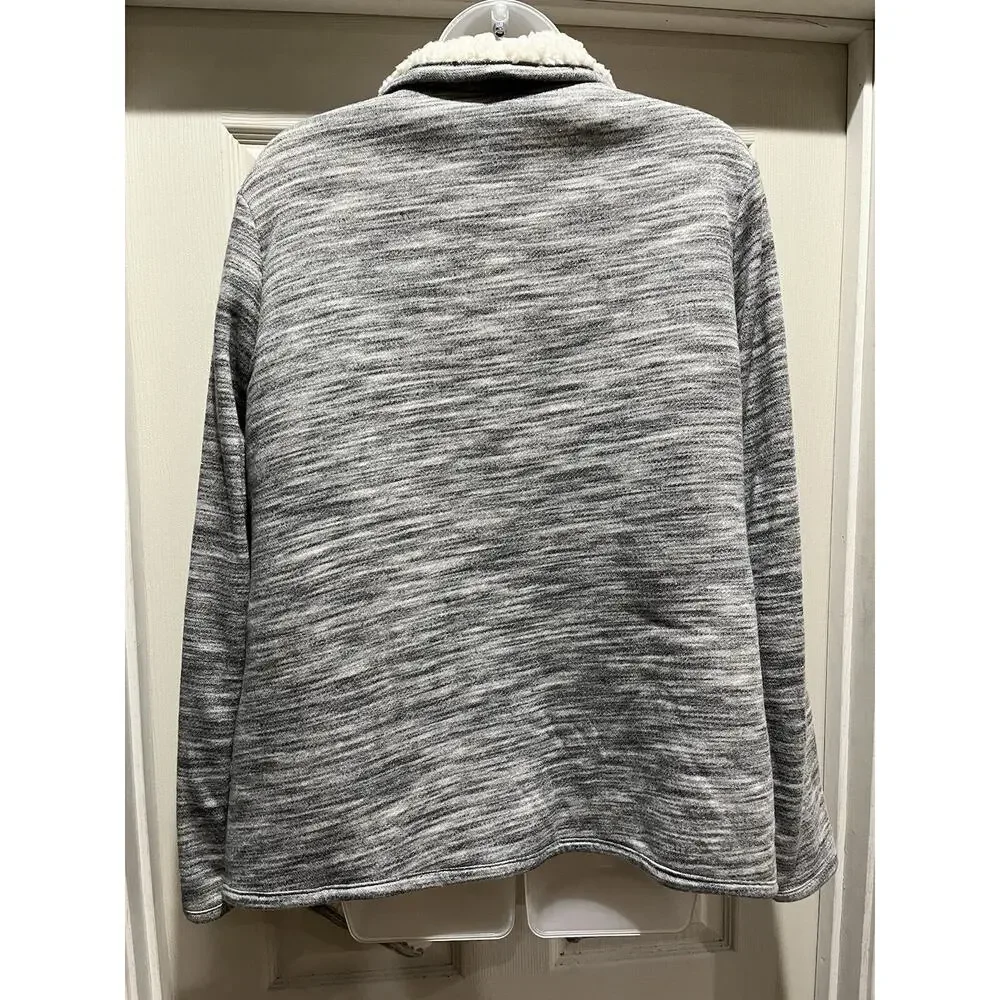 Green Tea gray heather fly away Sherpa style fleece lined jacket Size XL